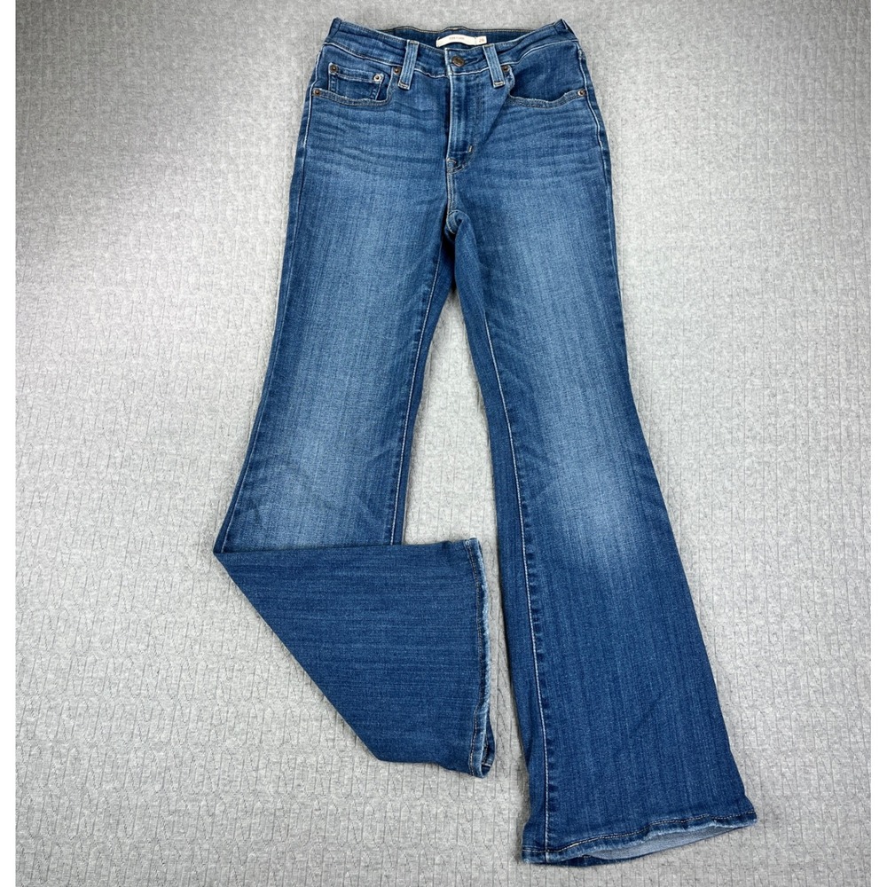 Levi's 726 Flare Bootcut Jeans Women 26/25x29 Blue Mid Rise medium wash Slim Fit